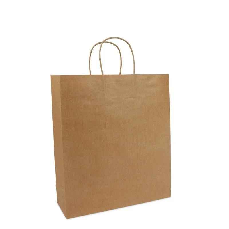 Paper Carrier Bags Brown 35+12x40cm Twisted Handles + Cardboard Base