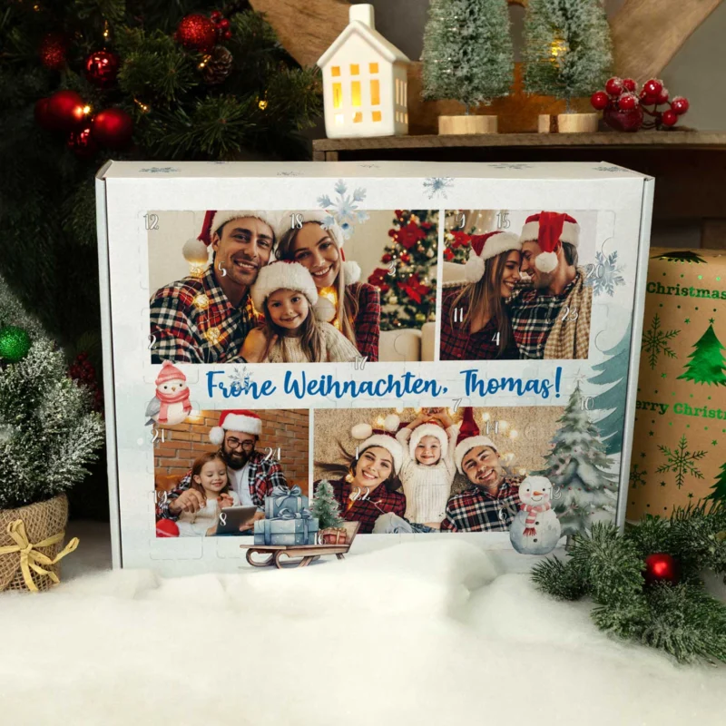Personalisierter DIY Adventskalender mit 4 Fotos & Wunschtext zum selbst Befüllen GRAVURZEILE