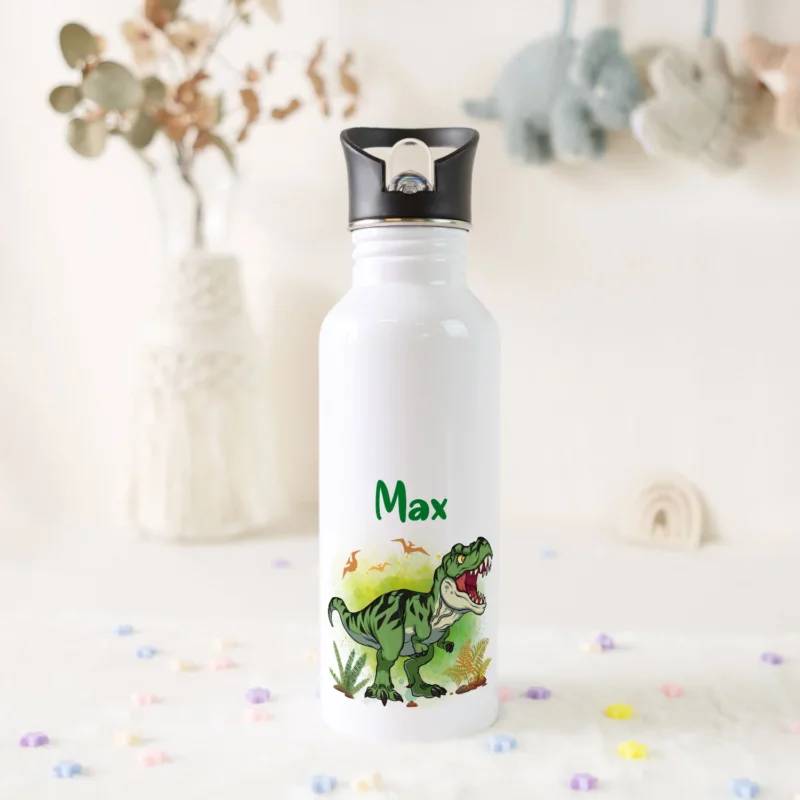 Bedruckte Trinkflasche aus Edelstahl - T-Rex GRAVURZEILE