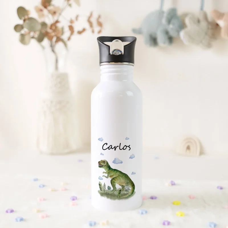 Bedruckte Trinkflasche aus Edelstahl - T-Rex V2 GRAVURZEILE