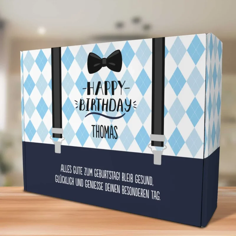 Personalisierte DIY Geschenkbox - Hosenträger mit Wunschtext GRAVURZEILE