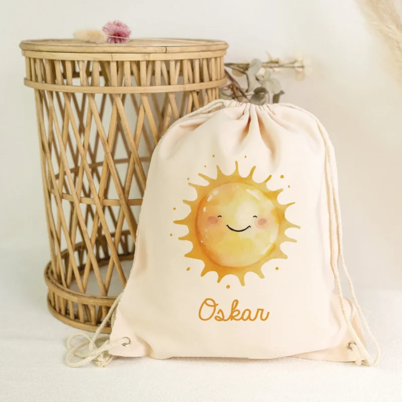 Turnbeutel mit Kindermotiv - Sonne - für Kinder GRAVURZEILE