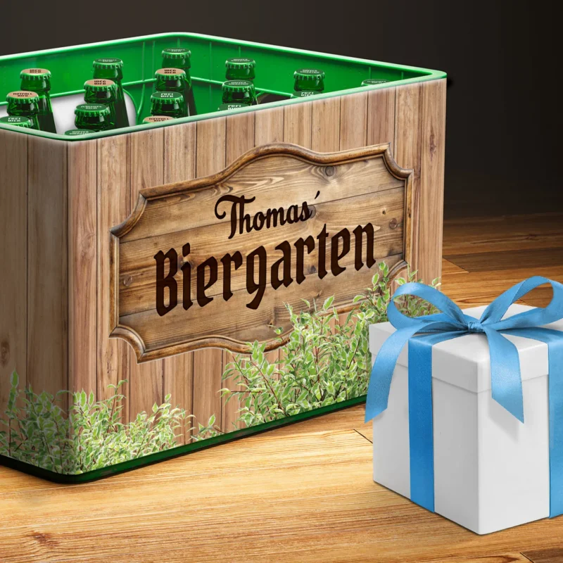 DIY Bierkasten Banderole mit 24 Deckelaufklebern - Biergarten Motiv GRAVURZEILE