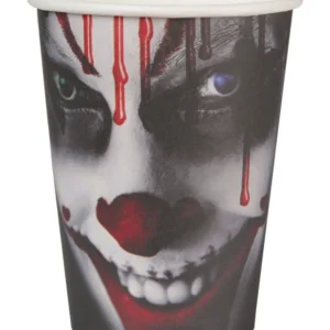 Gobelets en carton Happy Halloween clown effrayant pour fête noir avec visage ensanglanté