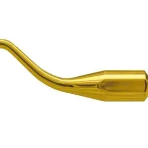 Goldfarbene Zahnsteinentfernungs-Spitze in geschwungener Form.