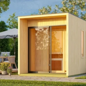 Karibu Gartensauna "Saunahaus Catalina" 3 Personen Natur 9 kW Ofen (finnisch) + Steuergerät