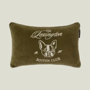 LEXINGTON Boston Club Kissen aus Bio-Baumwollsamt 50 x 30, oliv/hellbeige