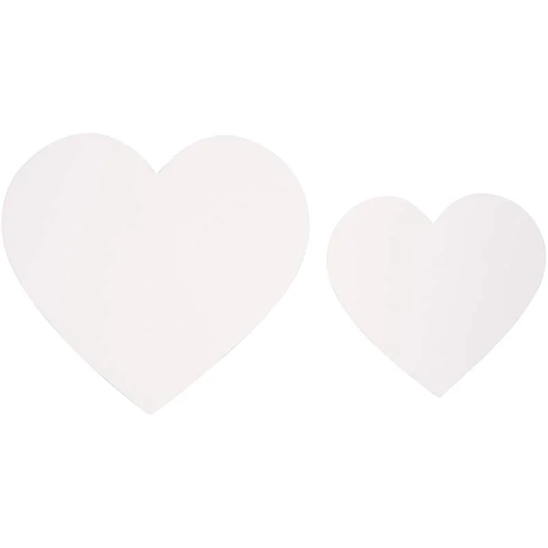 Hearts, size 6+8,5 cm, 240 g, white, 50 pc
