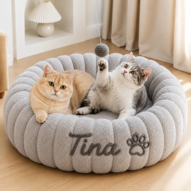 Personalisiertes Rundes flauschiges Katzenbett
