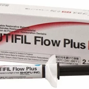 BEAUTIFIL Flow Plus F00 A3,5 Spritze vor Verpackung.
