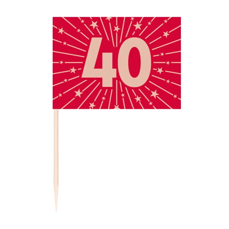 40 Jaar Cocktailprikkers Rood 50st van WeFiesta koop je bij Partywinkel