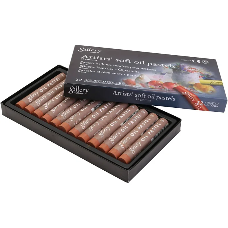 Gallery Oil Pastel, L: 7 cm, dia. 11 mm, thickness 11 mm, burnt orange, 12 pc