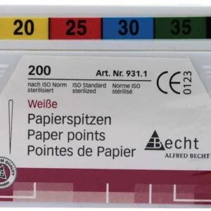 Weiße Papierspitzen sortiert in Größen 15 bis 40, 200 Stück.