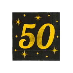 50 Jaar Servetten Zwart Goud 19cm 16st van Paper Dreams koop je bij Partywinkel
