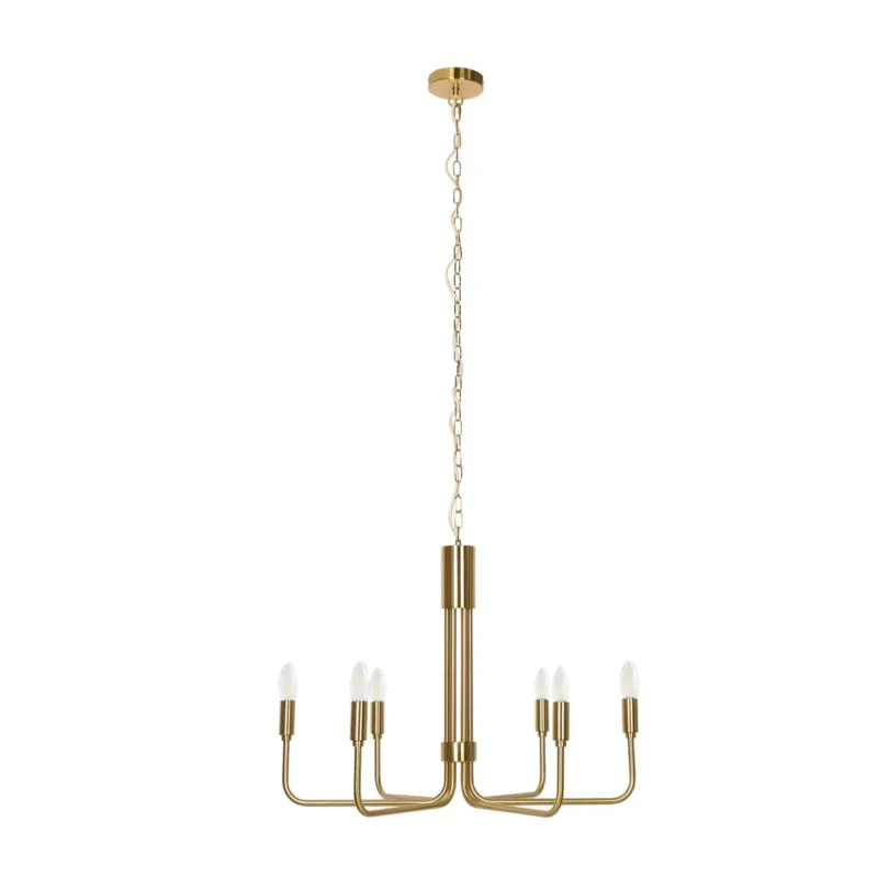 B-Ware Lindby Elanova Kronleuchter Sechsflammig Pendelleuchte Lampe Messing Spot E1480