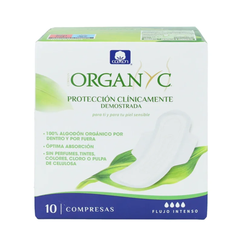 Compresas noche con alas en bolsa individual Organyc 10 uds