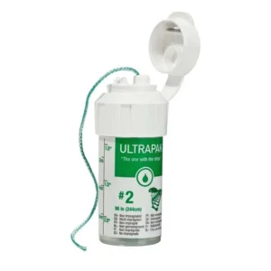Ultrapak™-Retraktionsfaden Gr. 2 in Spenderdose mit grünem Etikett.