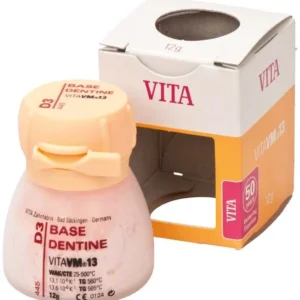 Kleine Dose VM13 Base Dentin D3 mit geöffneter Verpackung.