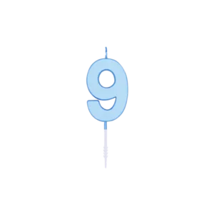 9 Jaar Kaars Blauw Pastel 4,5cm van WeFiesta koop je bij Partywinkel
