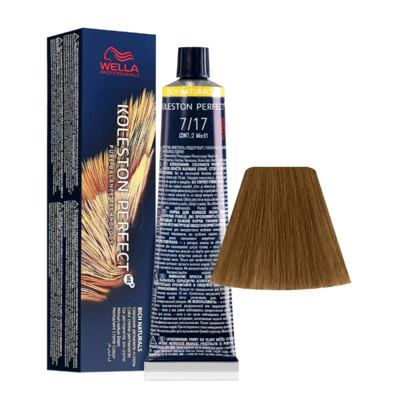 Wella Koleston Perfect Me+ Rich Naturals 7/17 Biondo Medio Cenere Sabbia 60ml - colorazione permanente