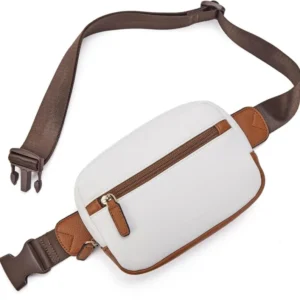 Stylische Damen Gürteltasche aus PU Leder in Beige Braun