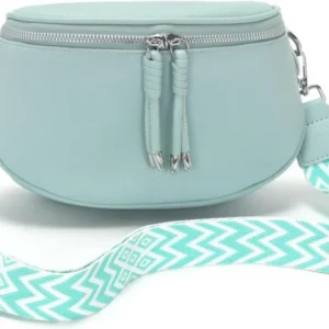 Vegane Bauchtasche Crossbody Bag Damen Hellgrün Leder