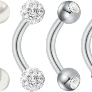 Bauchnabelpiercing Edelstahl Gold Silber Perle CZ 14G 4 Stück