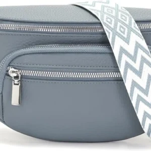 Kleine Damen Bauchtasche Beige Vegan Leder Crossbody Bag