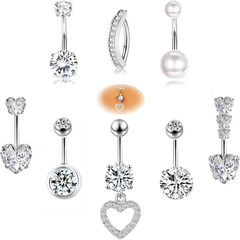 Bauchnabelpiercing Herz Schmetterling CZ Clicker 14G Chirurgenstahl