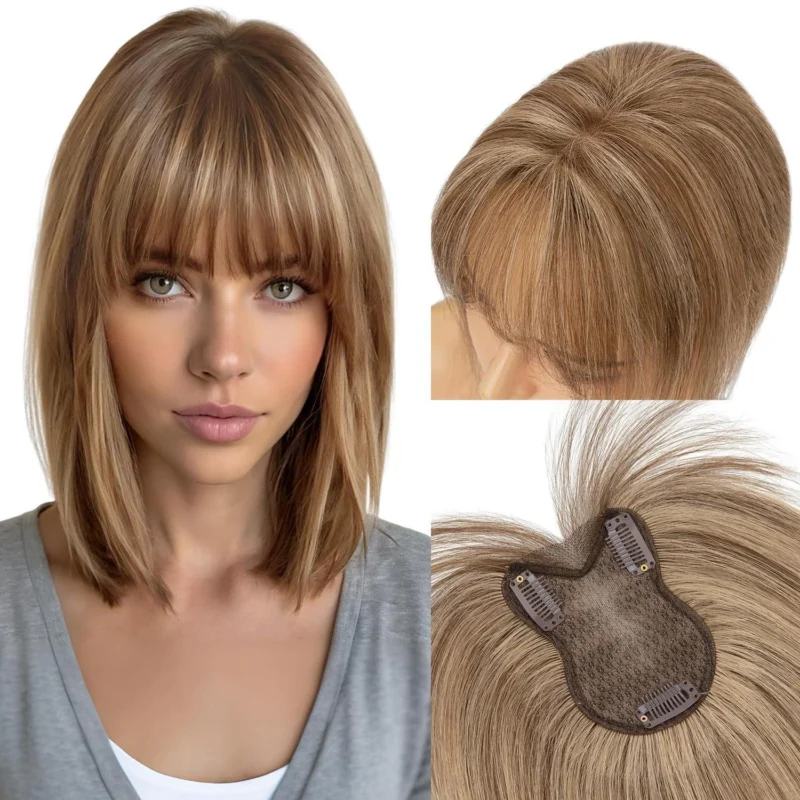 Echthaar Pony Topper 360° Abdeckung – #4p27 Mittelbraun/Blond