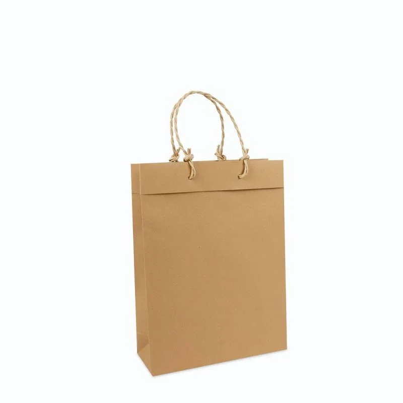 Luxury recycled Carrier Bags with a wrap-around flap 26+10x35cm Brown