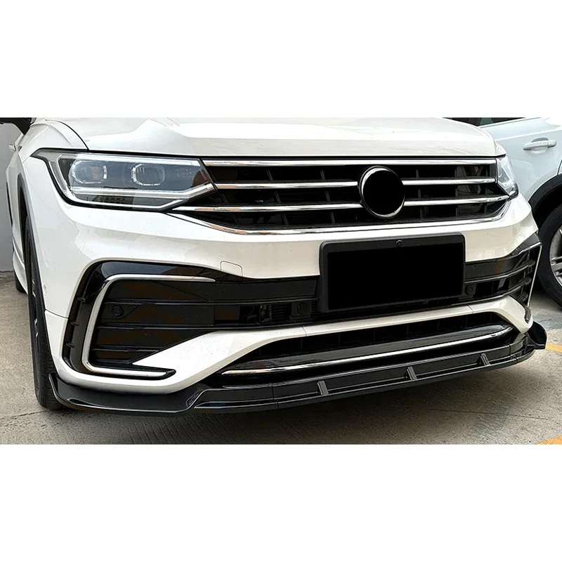 AutoStyle, Frontspoilerlippe, Passend für Volkswagen Tiguan II R-Line Facelift (2020-2024), Glanzschwarz ABS, 3-teilig