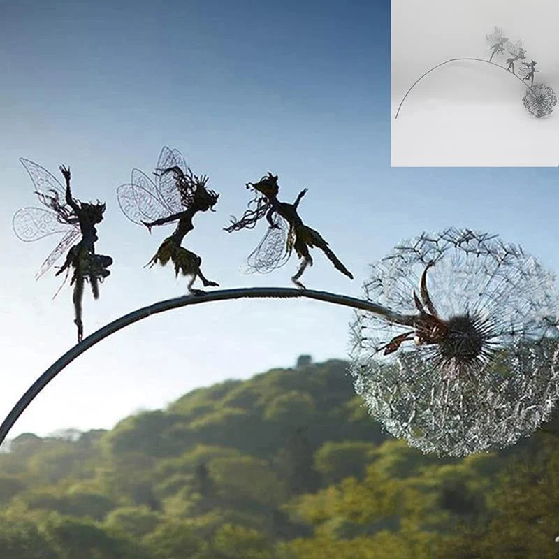 Feen und Löwenzahn Tanzen Gemeinsam Skulptur für Garten im Freien
