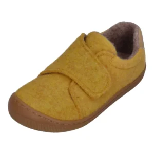 KOEL Barefoot Kinder Hausschuhe mit Klettverschluß DAN FELT yellow