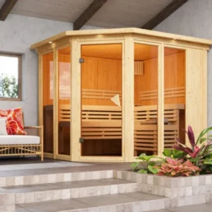 Karibu Design Sauna "Sauna Lina" 5 Personen 9 kW Bio-Kombi Ofen + Steuergerät HUUM WIFI