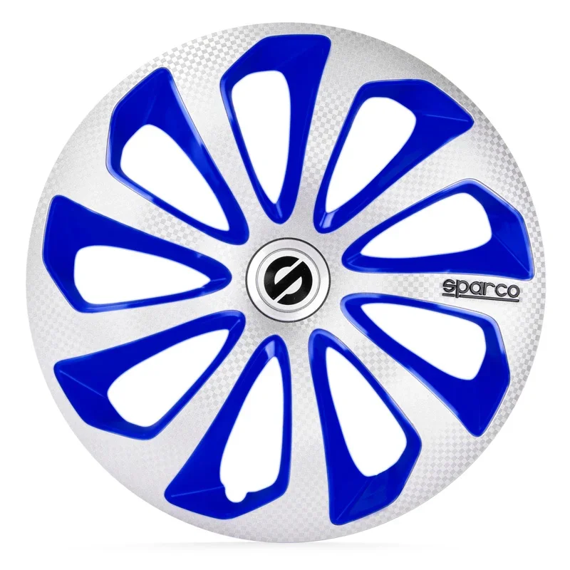 Sparco, Radzierblenden Sicilia - 15-Zoll - Silber/Blau/Karbon - Satz mit 4 StĂĽck, ABS, Blau, Carbon, Silber