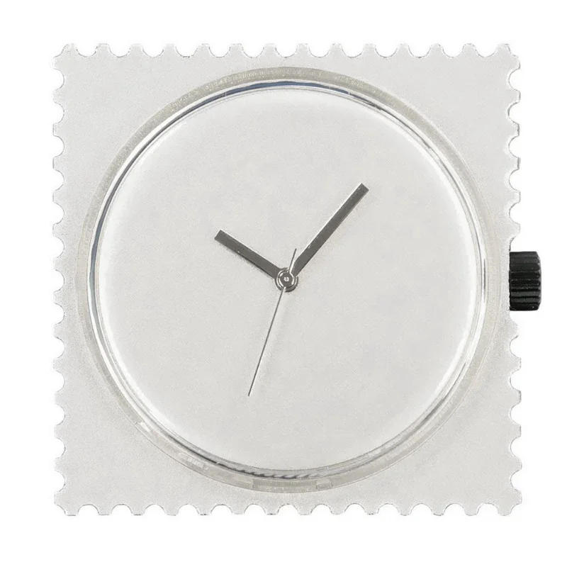 STAMPS einfarbige silberne Uhr im Briefmarkendesign