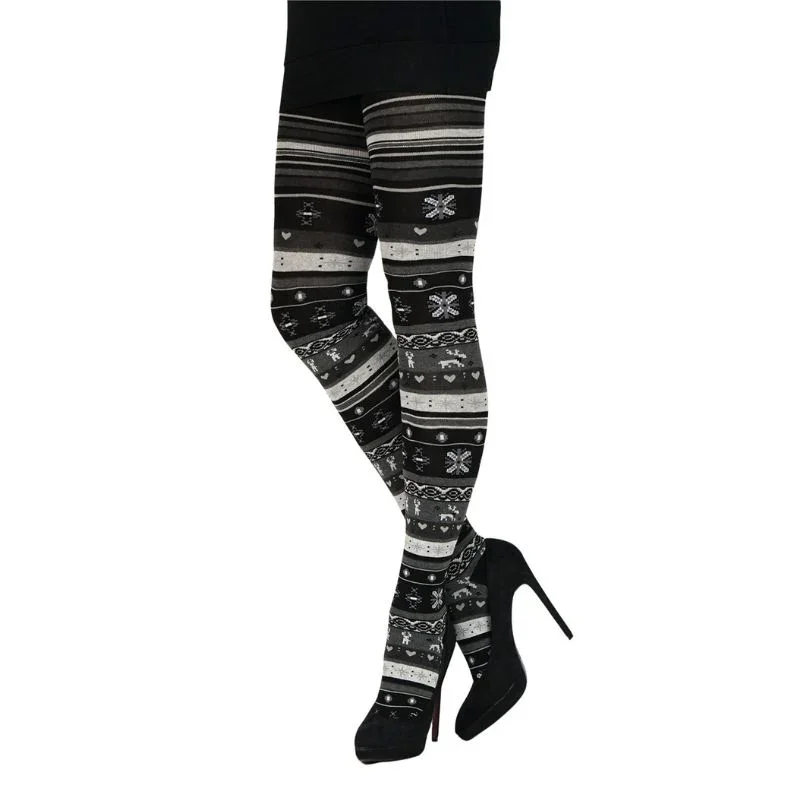 Strickstrumpfhose schwarz-grau gemustert