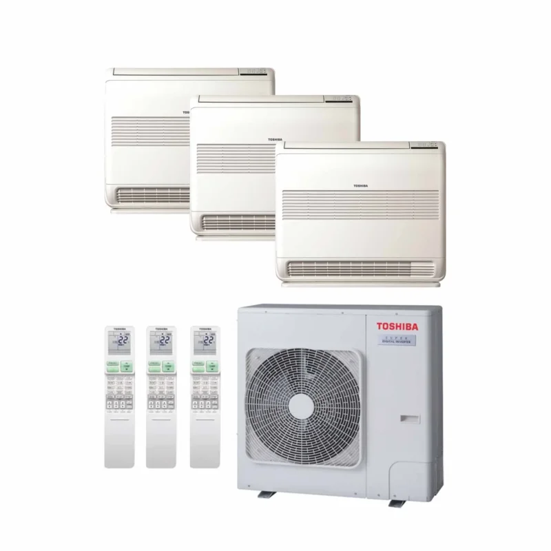 Toshiba - Konsole – Multisplit-Klimaanlage (3 × Truhengerät + 1 × Außengerät) – 3 Innengeräte