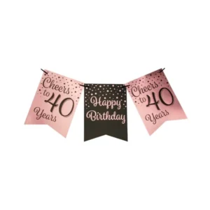 Banner 40 Jaar Roze Zwart 6m van Paper Dreams koop je bij Partywinkel