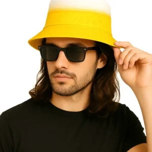 Bob imprimé bière pour adulte jaune et blanc effet mousse