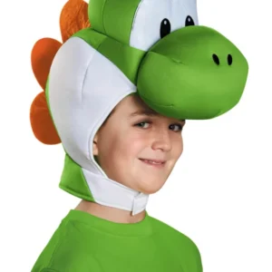 Coiffe Yoshi Nintendo® pour enfants vert et blanc avec crête orange