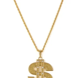 Collier Dollar pour adulte doré en métal avec strass