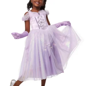 Déguisement complet de princesse pour enfant violet de luxe avec diadème et gants