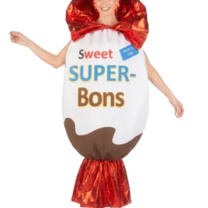 Sweet Super-Bons-Kostüm für Erwachsene Süßigkeit weiß-braun-rot