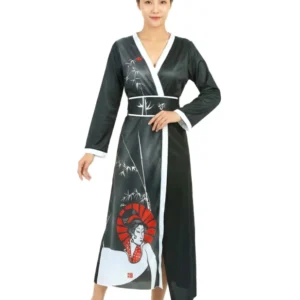 Déguisement geisha pour femme noir et blanc