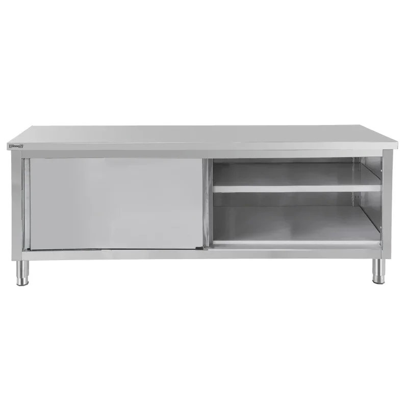 Casselin Edelstahl Arbeitstisch 700 mit Schiebetüren 1.200 mm
