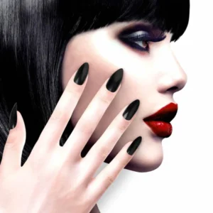 Faux ongles adhésifs noirs pour adulte pointus