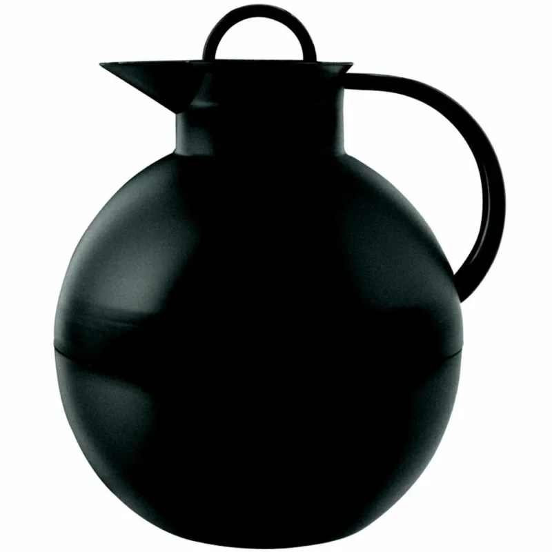 Alfi Isolierkanne Kugel, Kanne, Kaffeekanne, Drehverschluss, pflegeleichter Kunststoff, gefrostet, schwarz, 0.94 Liter, 115020094