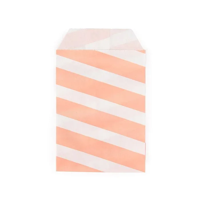 Paper Bags White with Pink Stripes 7,6x12,7 cm
